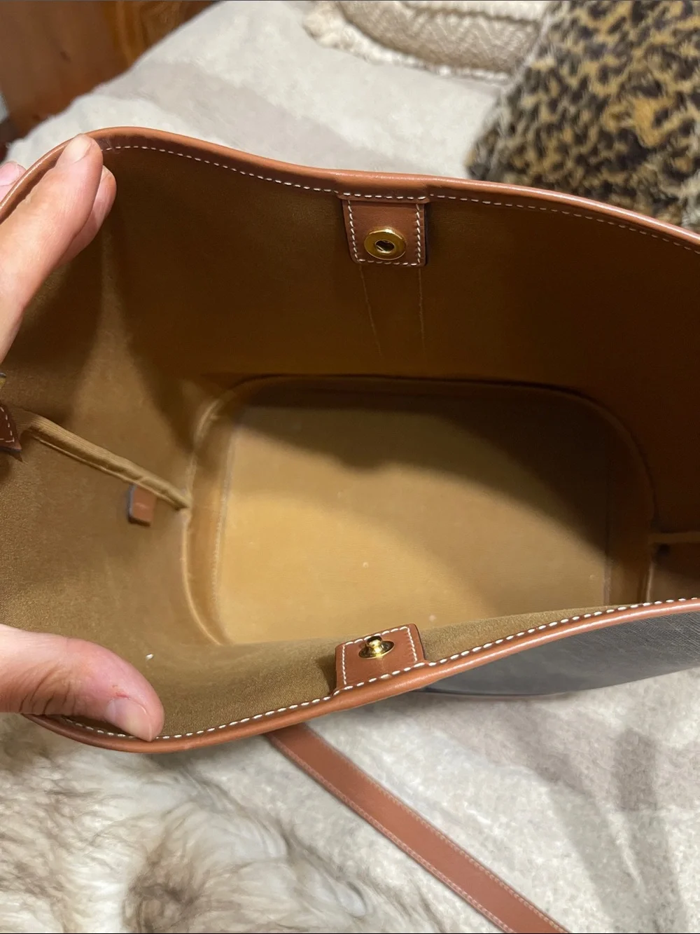 Celine Brown Triomphe Canvas & Tan Leather Messenger Bag